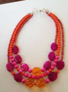 “Spring colors like tangerine and fuchsia” necklace